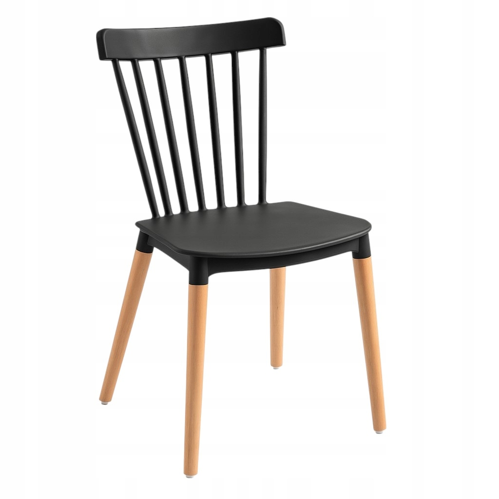 Krzesło Czarne Skandynawskie Do Jadalni Kuchni Salonu Drewniane Nogi