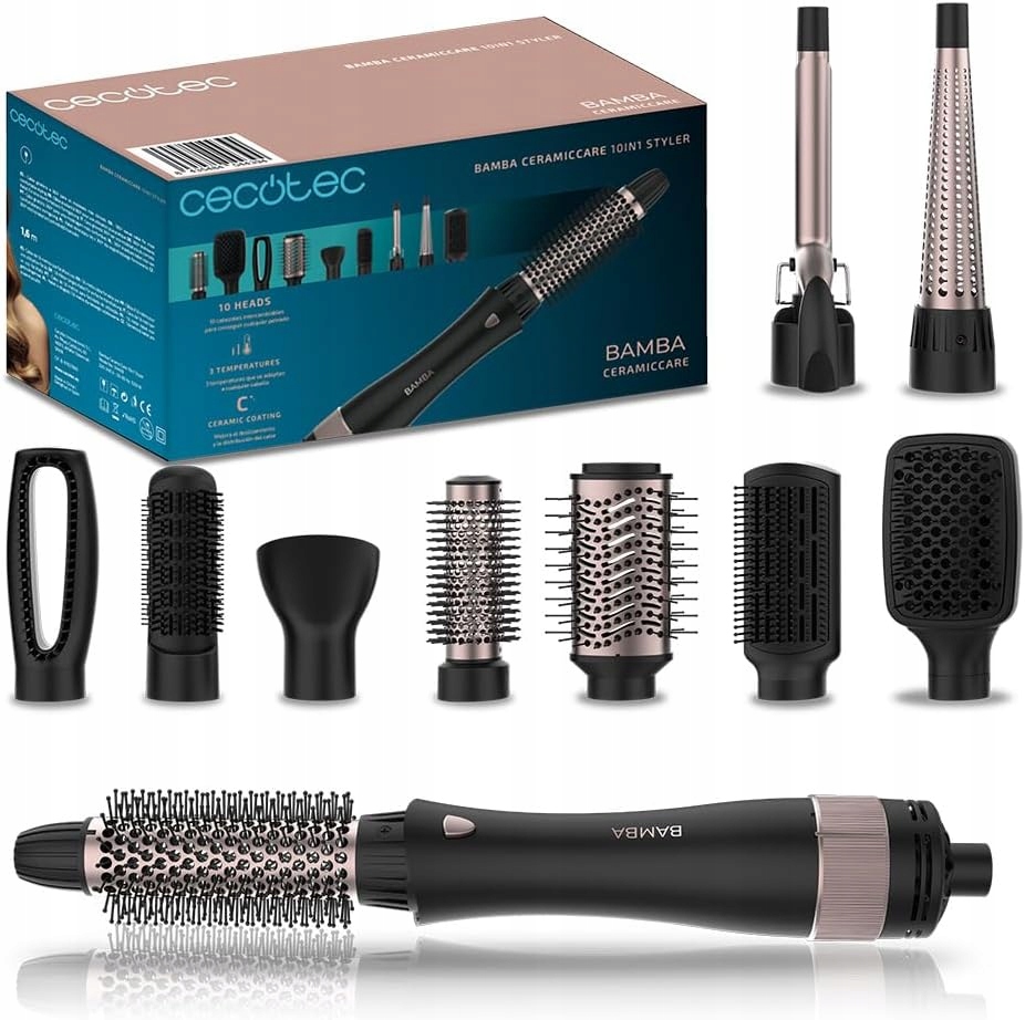 Cecotec Ceramiccare Lokówko Suszarka 10w1 Szczotka do Modelowania Włosów
