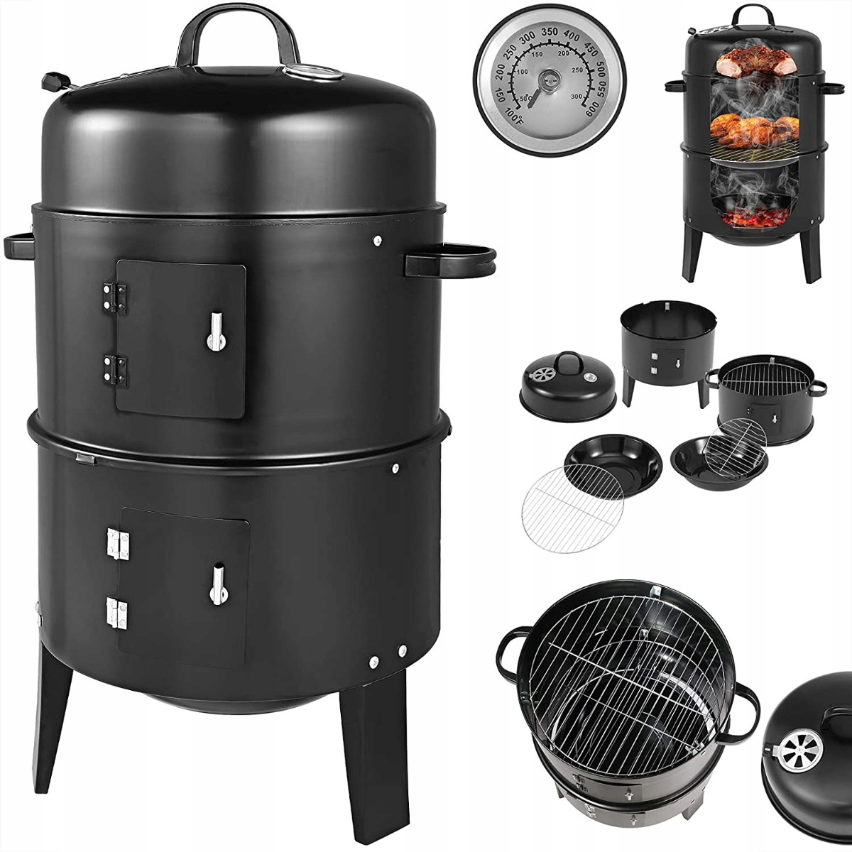 

Grill Ogrodowy Węglowy Wędzarnia Palenisko 3w1