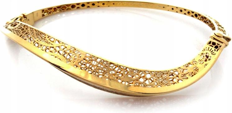 Zlatý dámský náramek 585, moderní pevná vlna s délkou 17 cm dárek