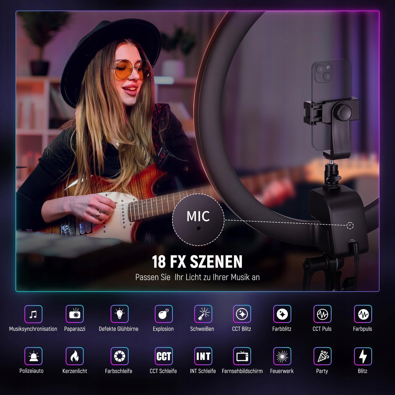 NEEWER SRP18C RGB LED zestaw świateł pierścieniowych 2500 K – 10000 K — miniatura 4