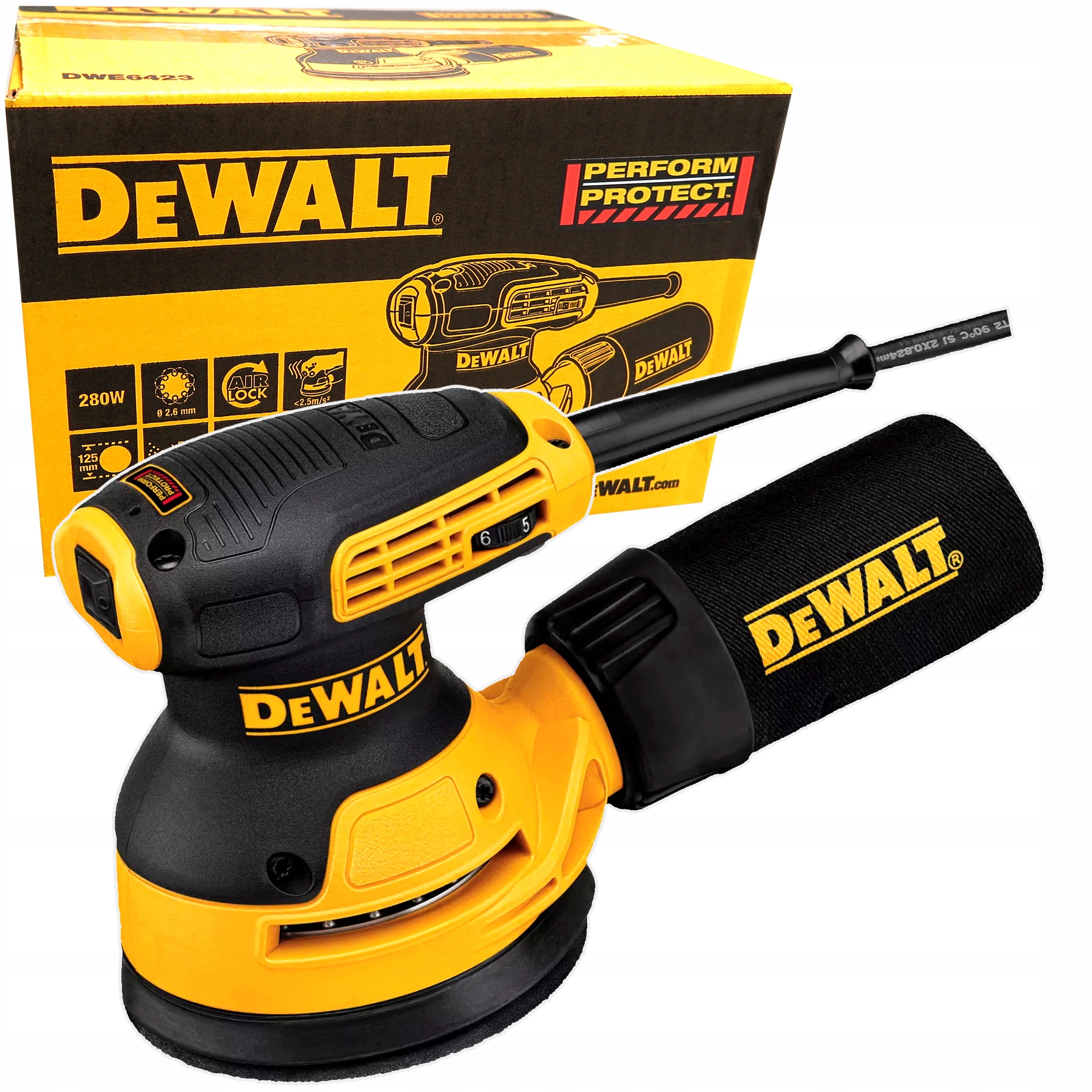 

Szlifierka Mimośrodowa DeWalt DWE6423 280W 125MM