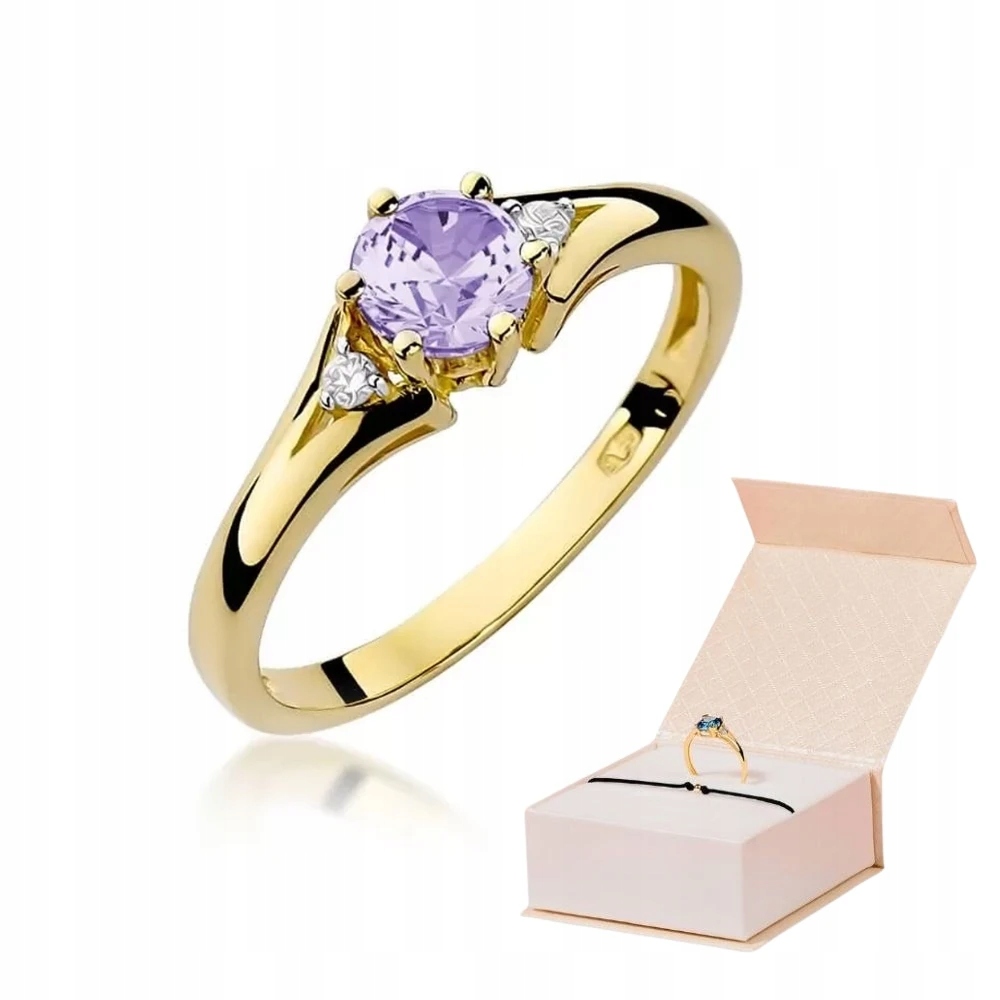 Zlatý Zásnubní Prstýnek 585 S Ametystem 0,50 ct Zlatý Náramek