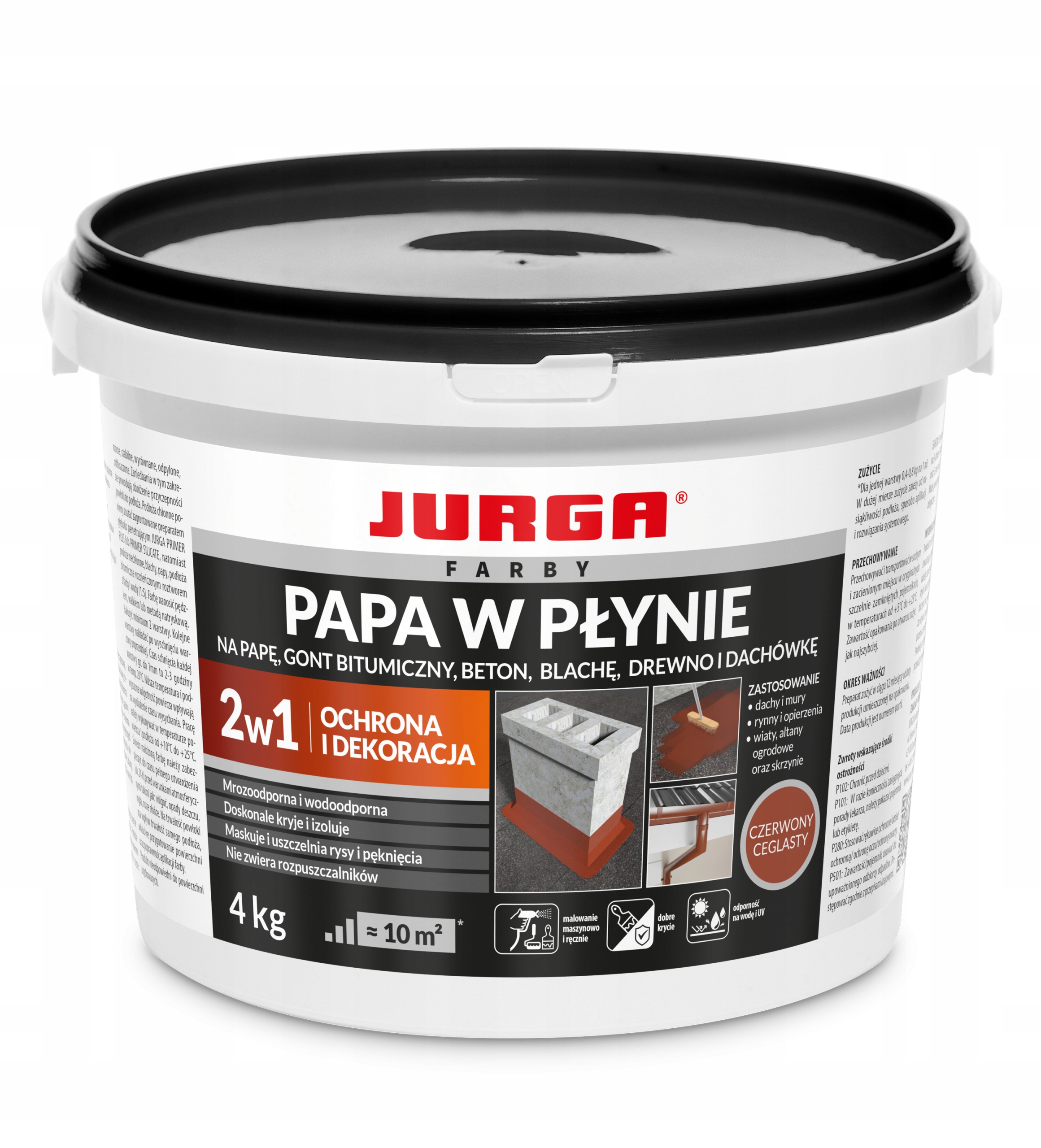Papa w płynie wodoodporna Jurga 4 kg Czerwono Ceglasta