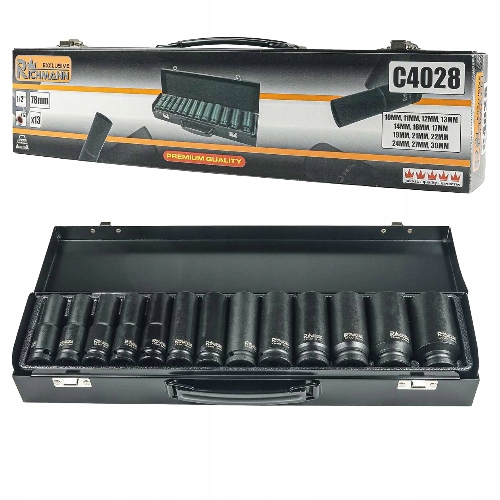ZESTAW NASADEK UDAROWYCH DŁUGIE 12-KĄTNE 1/2'' 13 ELEMENTÓW RICHMANN C4028