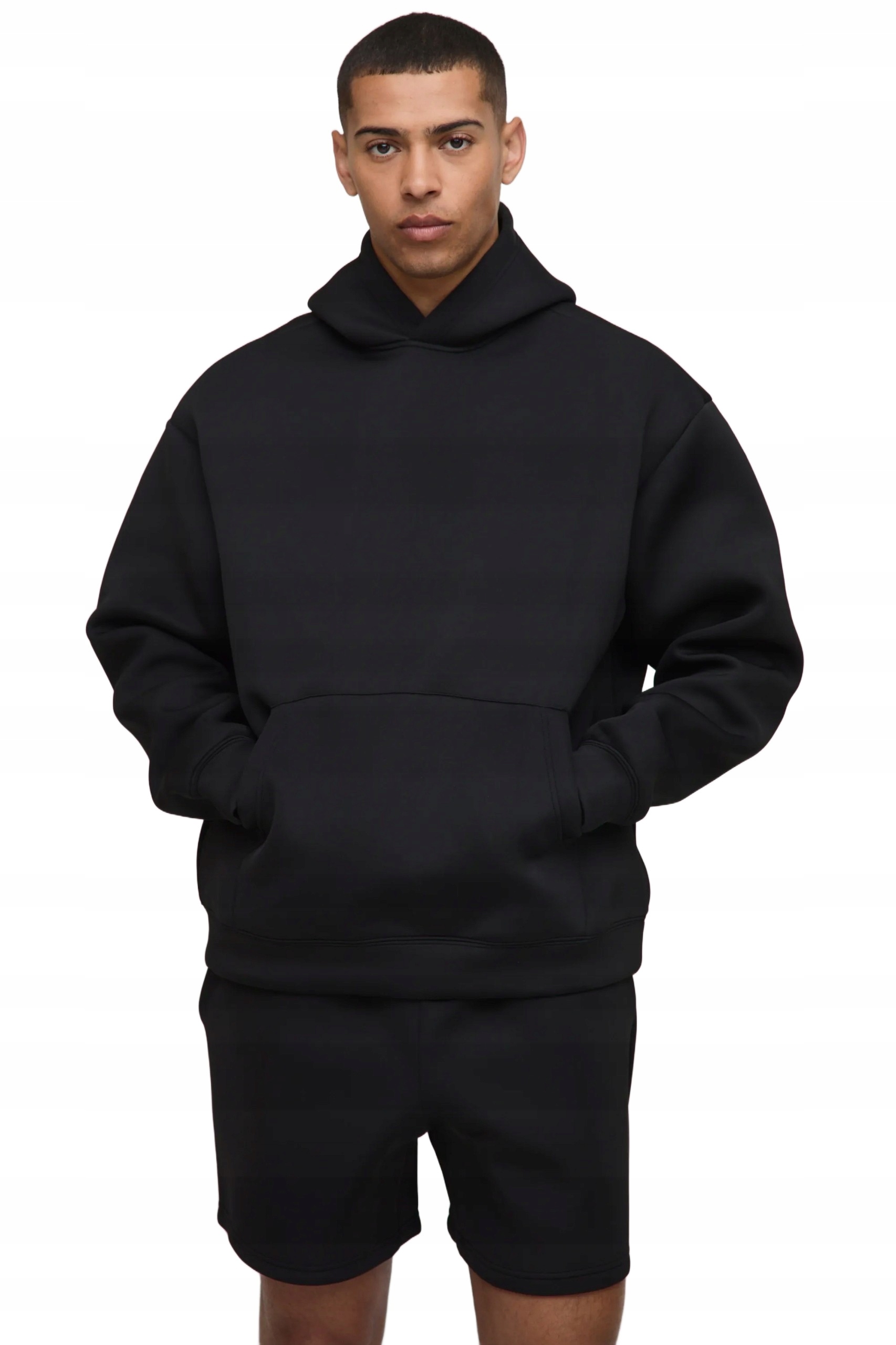 Boohooman Pánská Tepláková Souprava Černá S Kapucí Krátké Kraťasy Xs Z3A