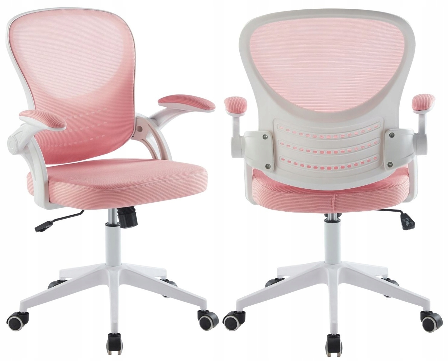 Krzesło Obrotowe Felix z Siatką Różowy Fotel Młodzieżowy Biurko Regulowany