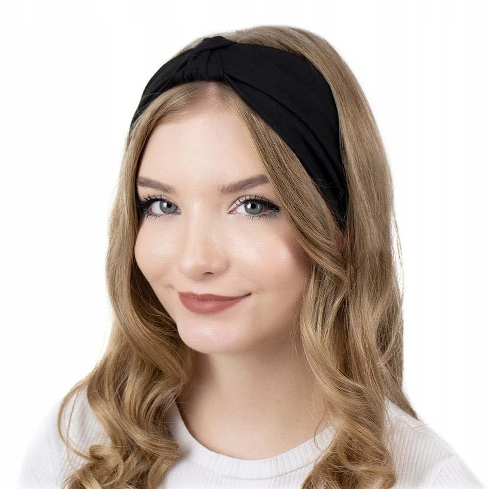 

Opaska Do Włosów turban Bandamka czarna Węzeł