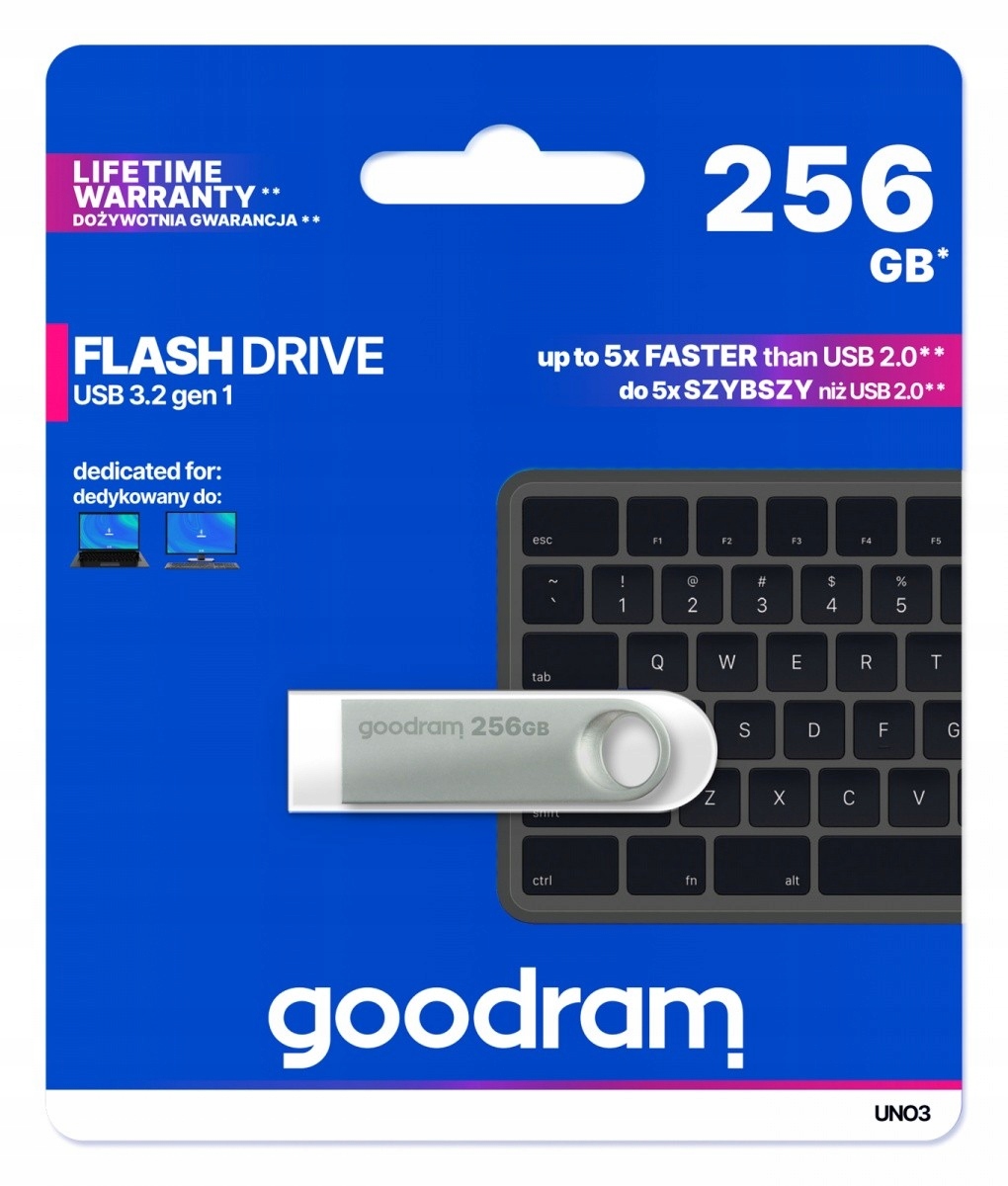 Goodram Pendrive UNO3 256GB Usb 3.2 Gen1 stříbrný