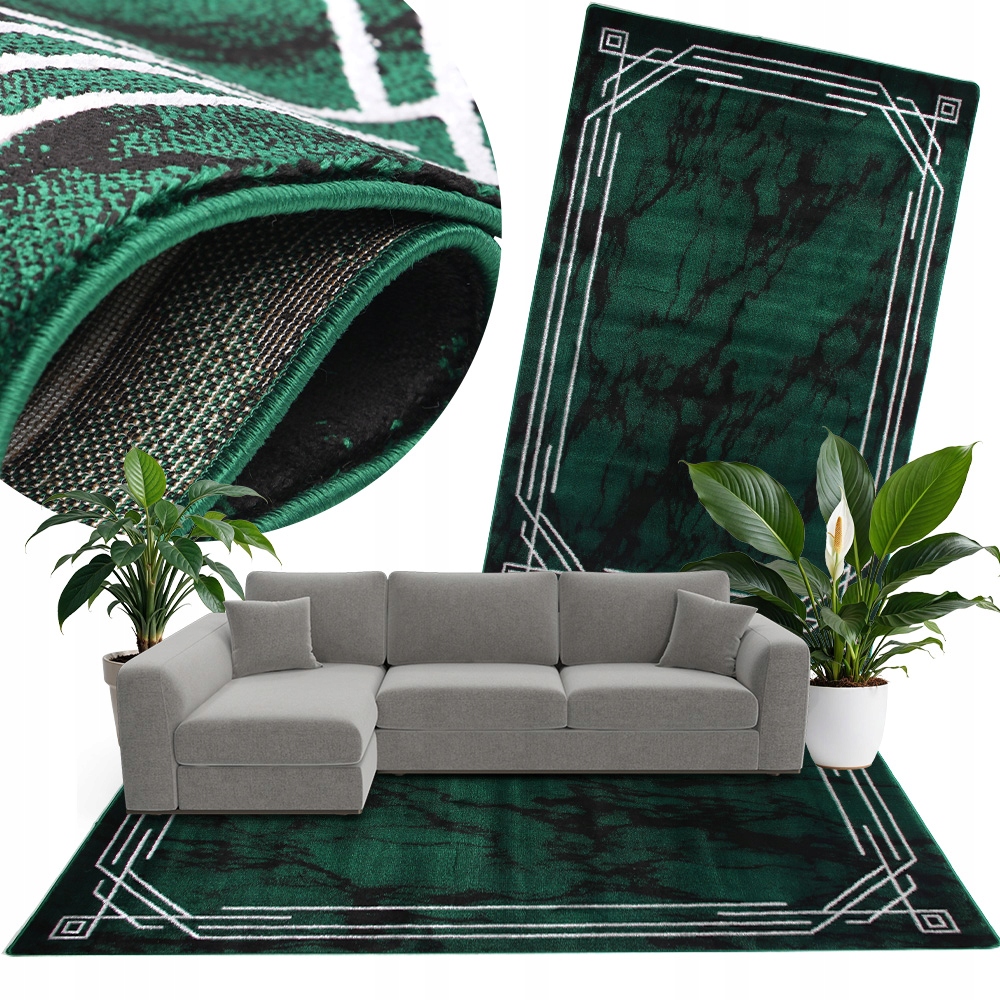 Koberec Do Obývačky Moderná Zelená 133X190 Mäkký Módny Diamond