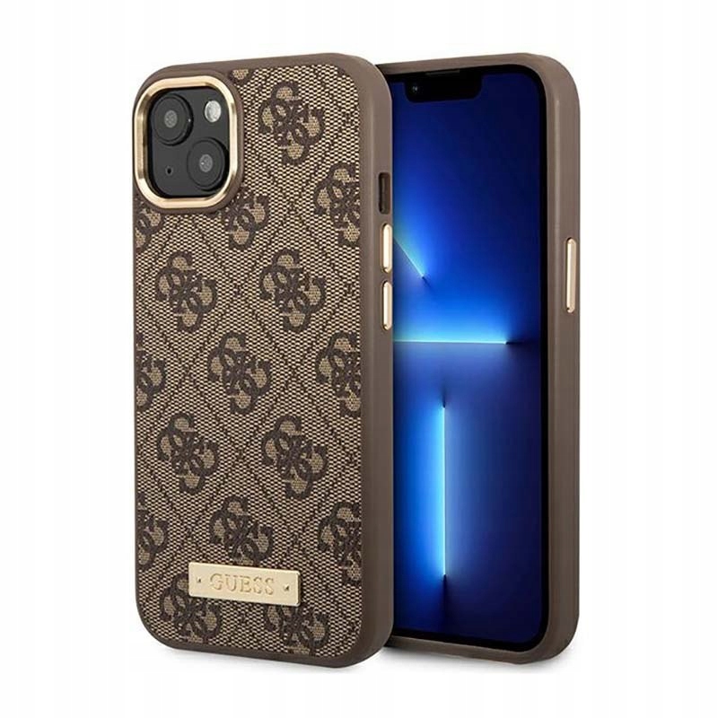 Guess 4G Logo Plate MagSafe Etui iPhone 14 Plus (brązowy)