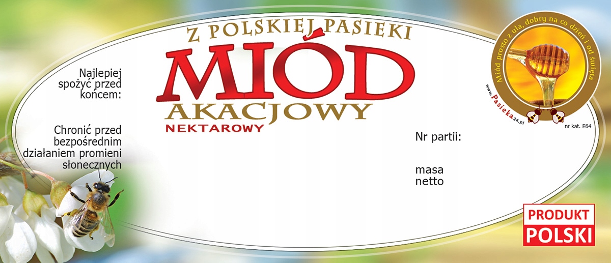 

Etykiety na Miód Akacjowy (100szt) wzór E64