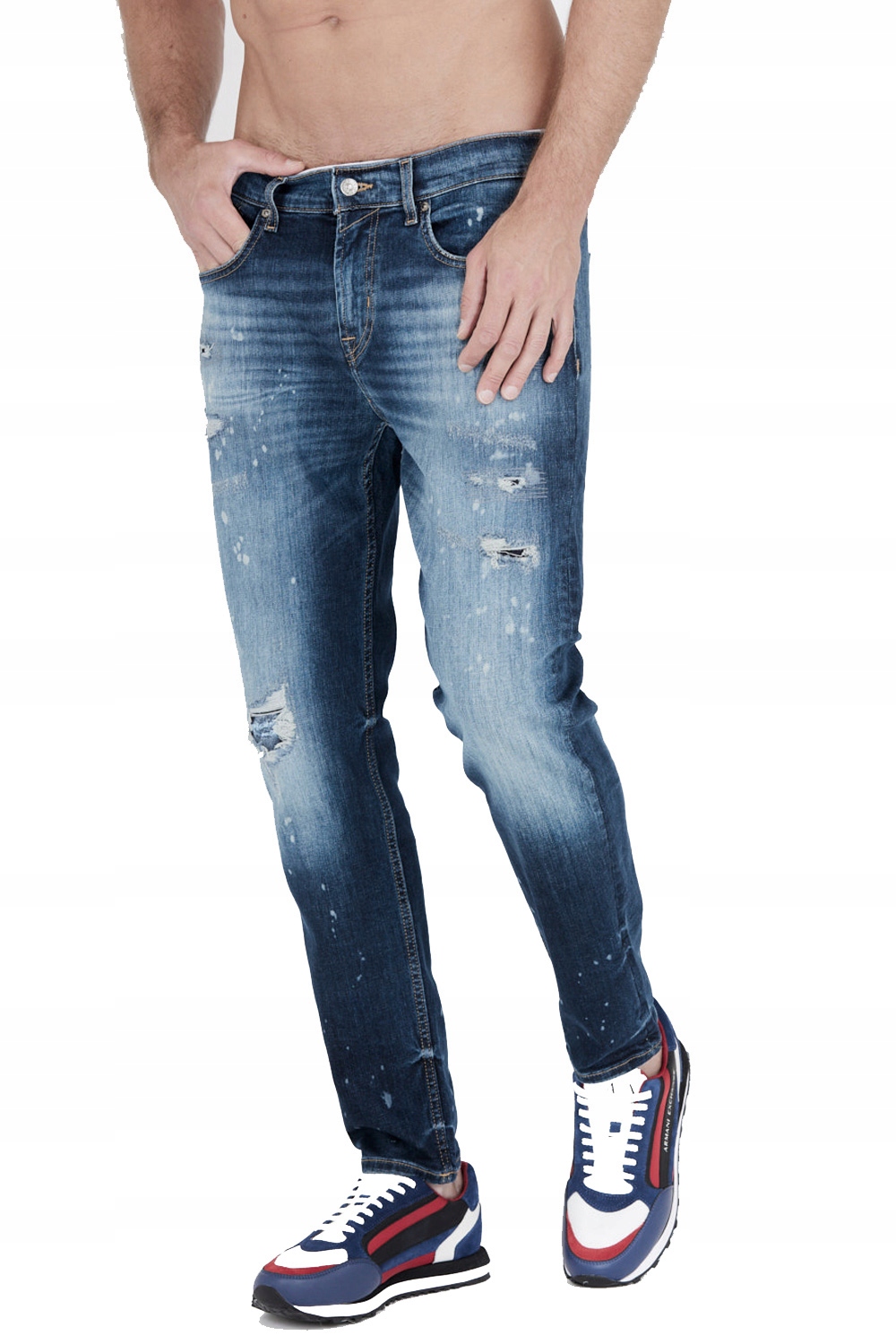 7 For All Mankind Modré pánské džíny Slimmy Tapered 30