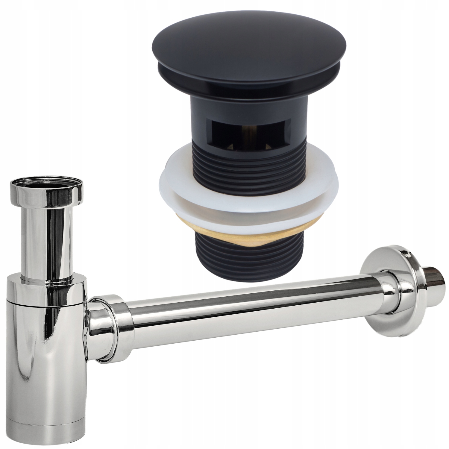 Sifon Pro Umyvadlo Nastavitelný, Chromovaný, Umyvadlový, Černý Zátka Klik Klak