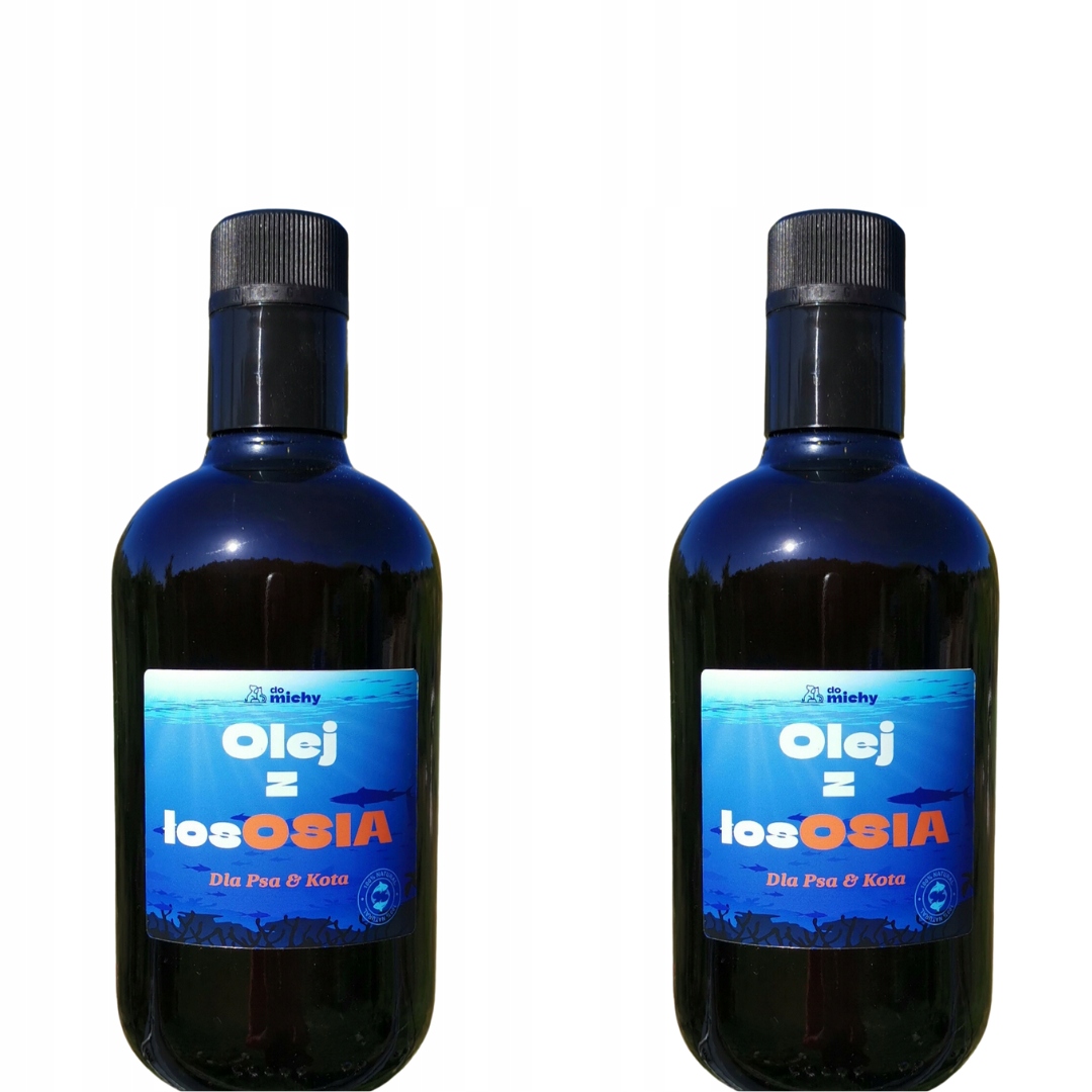 Levně 2x Lososový olej Do michy Omega pro psa a kočku 500 ml silné sklo