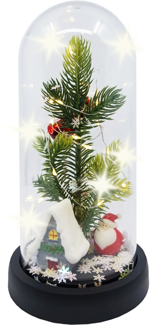 CHOINKA W SZKLE PODŚWIETLONA LED OZDOBA ŚWIĄTECZNA Wysokość produktu 21.5 cm