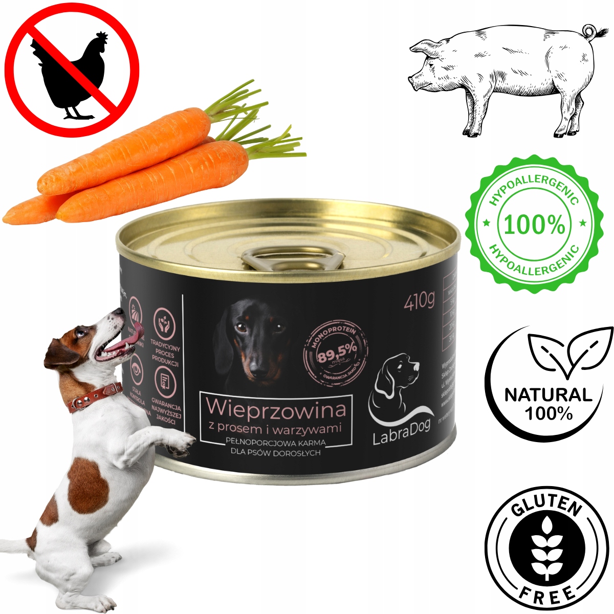 LabraDog Superfood Hypoallergické vepřové maso s mrkví 6x410g