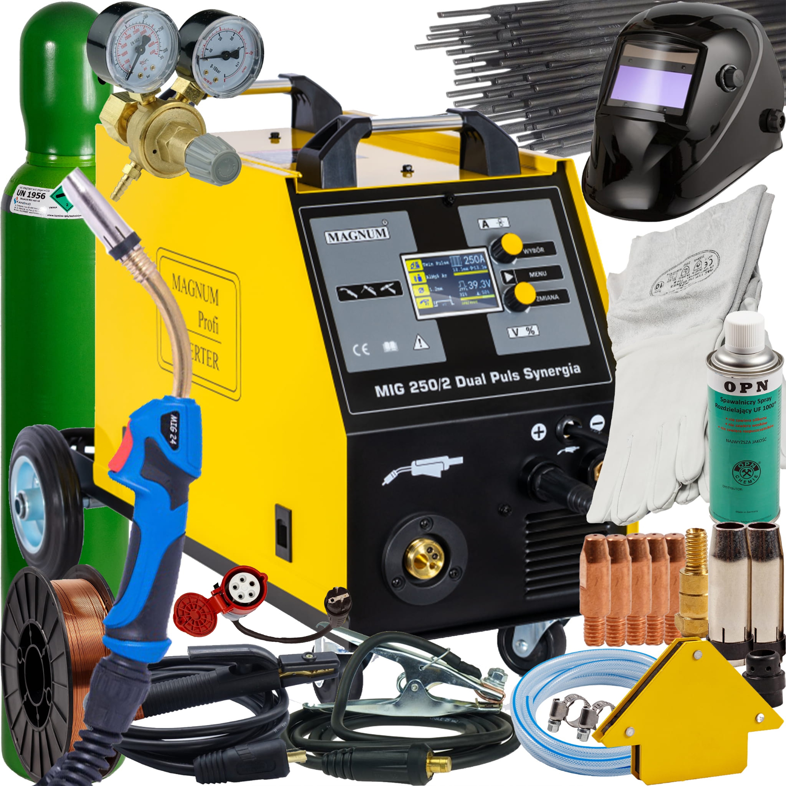Svářečka Migomat Magnum Mig 250/2 Dual Puls Synergie 230/400V Sada 1