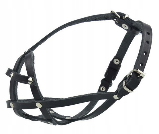 Levně Náhubek Pro Psa Francouzský Buldoček Kožený Silný Champion Černý Č.