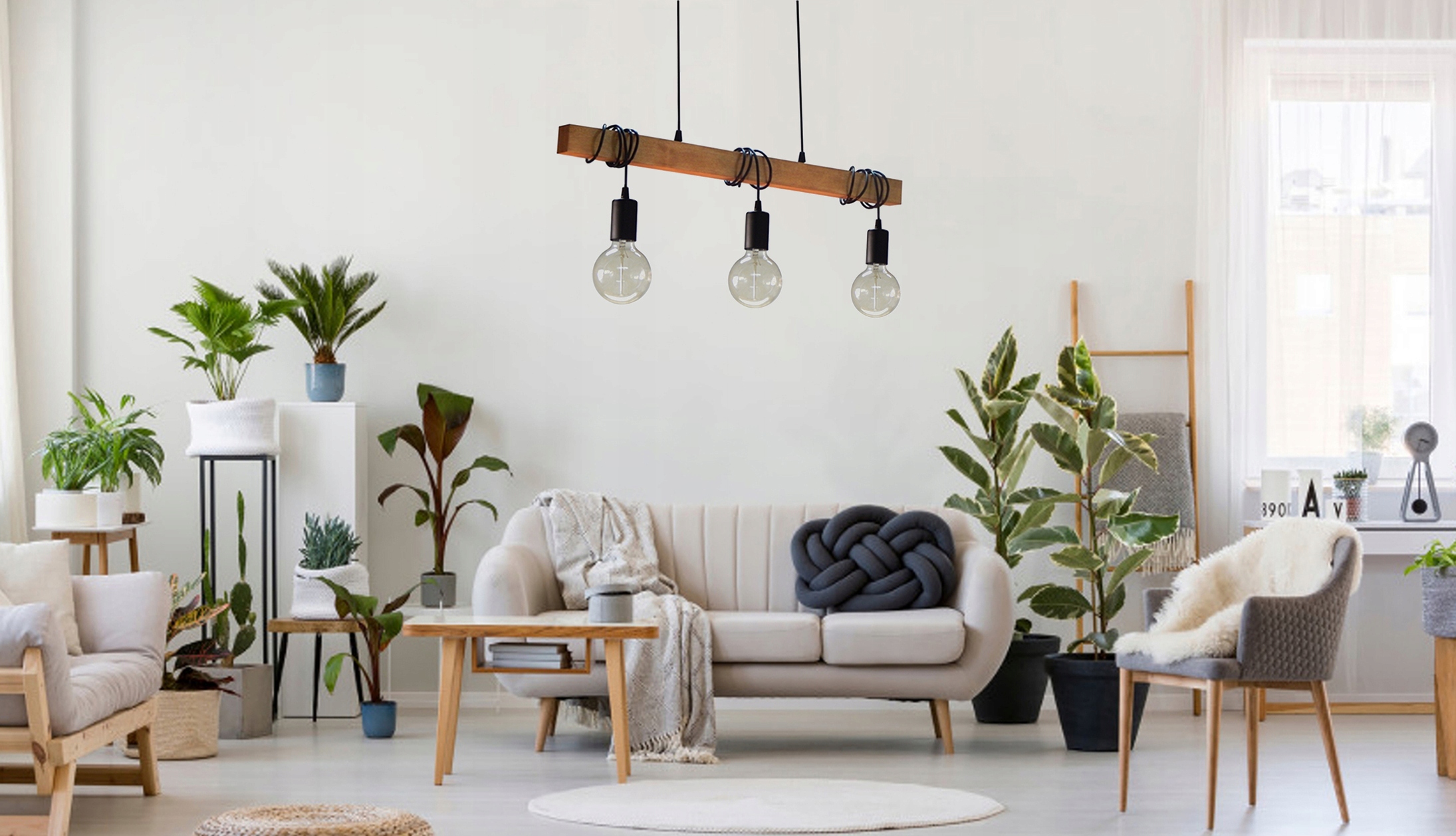 LAMPA WISZĄCA SUFITOWA ŻYRANDOL PLAFON 015-3 LED DREWNO LOFT SALON STÓŁ HOL Kolekcja Split