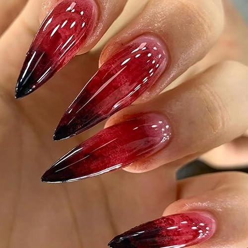 Umělé Akrylové Mandlové Nehty Halloween Gradient 24 Ks Pro Ženy
