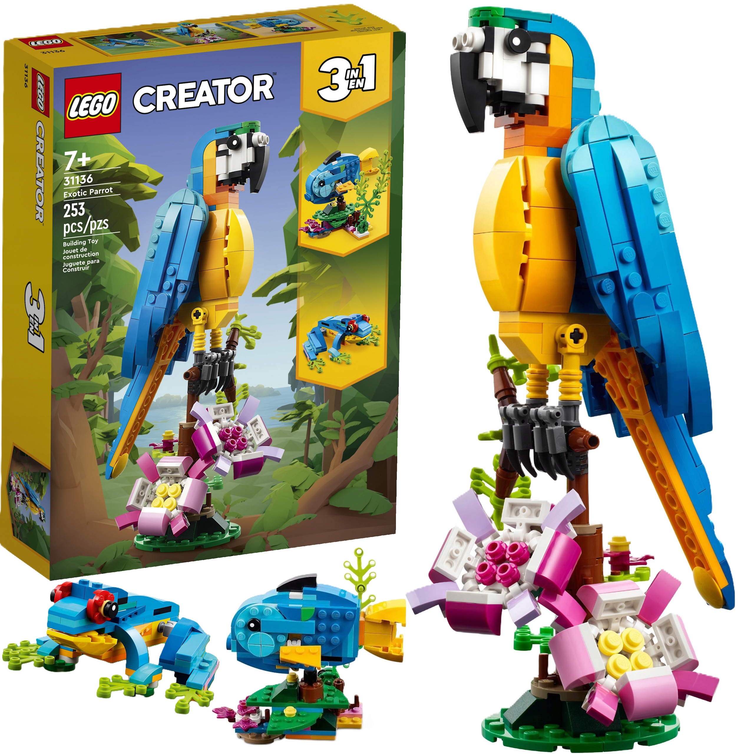 Klocki Lego 31136 Creator 3W1 Egzotyczna Papuga Ryba Żaba