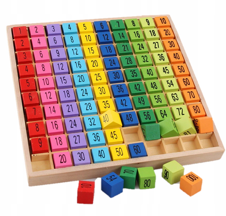 TABLICZKA MNOŻENIA nauka drewniana tablica klocki Wiek dziecka 3 lata +