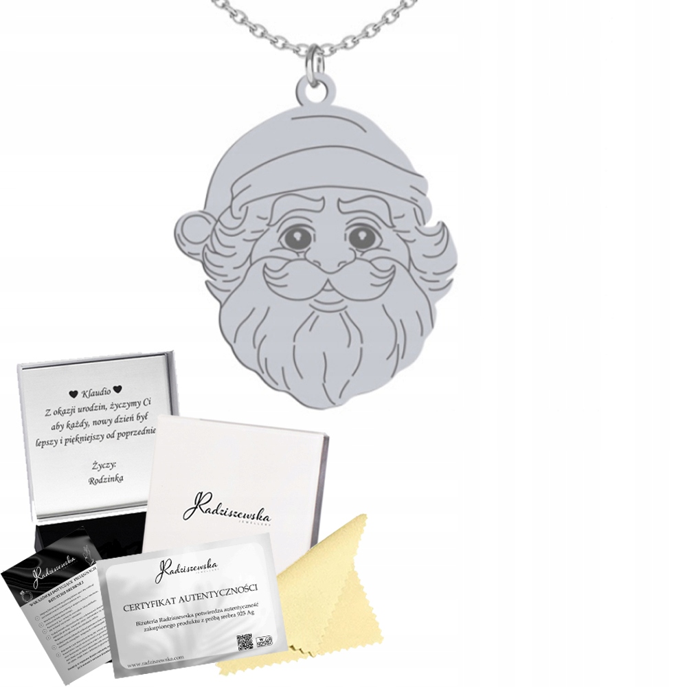 Stříbrný náhrdelník Mikuláš Dárek Vánoce 925 Gravírování Věnování Bonus