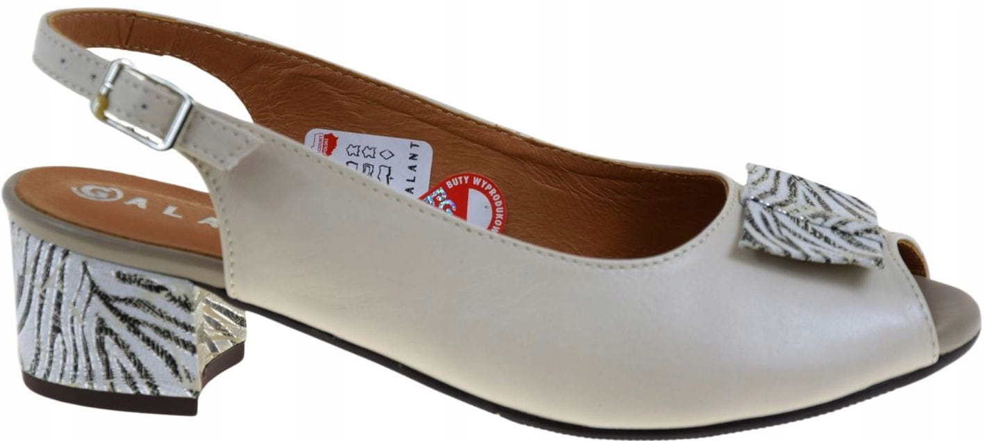 Kožené sandály na podpatku béžové, pohodlné, elegantní dámské Galant L23-31 40