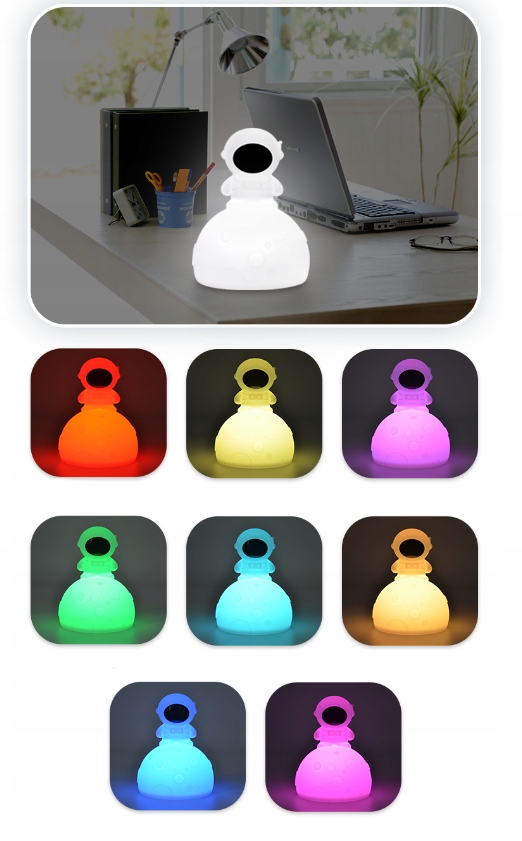 LAMPKA NOCNA ASTRONAUTA KOSMONAUTA DLA DZIECI SILIKONOWA LED RGB NA PILOTA Bohater Inny