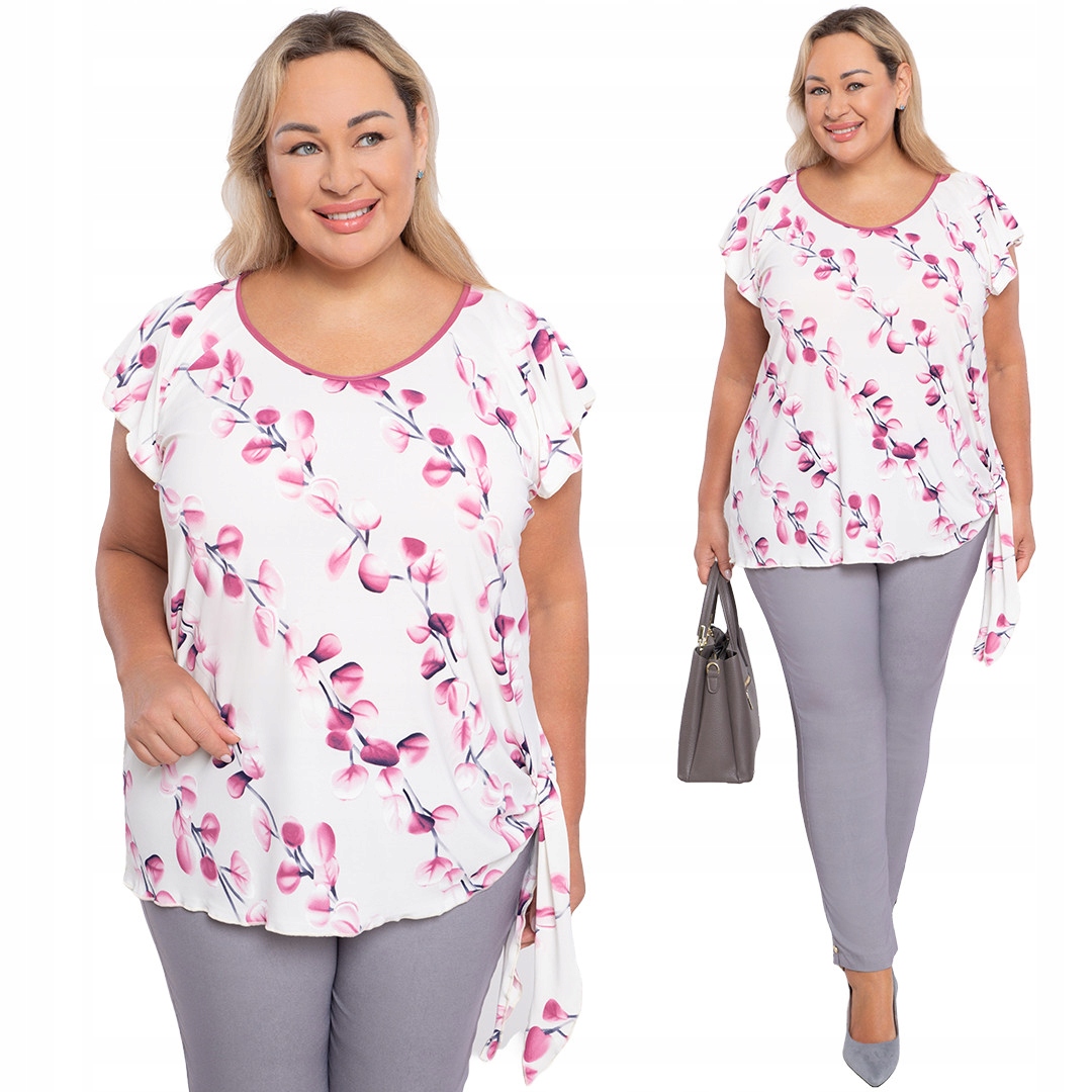 Košile se zavazováním v růžovém květu 60/62