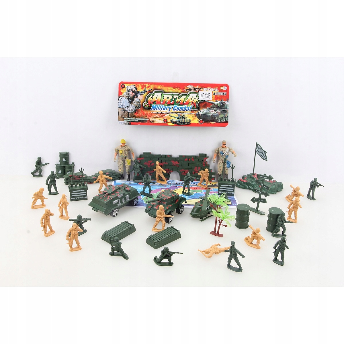 

Zestaw Wojskowy Żołnierzyki Czołg Armia Helikopter