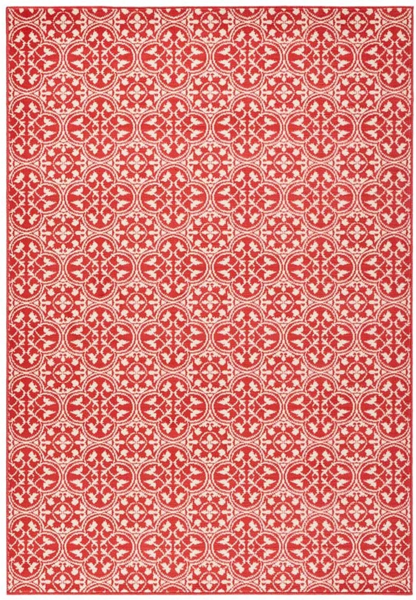 Moderný koberec 200 x 290 cm do obývačky, červeno-krémový s mäkkými vlasmi