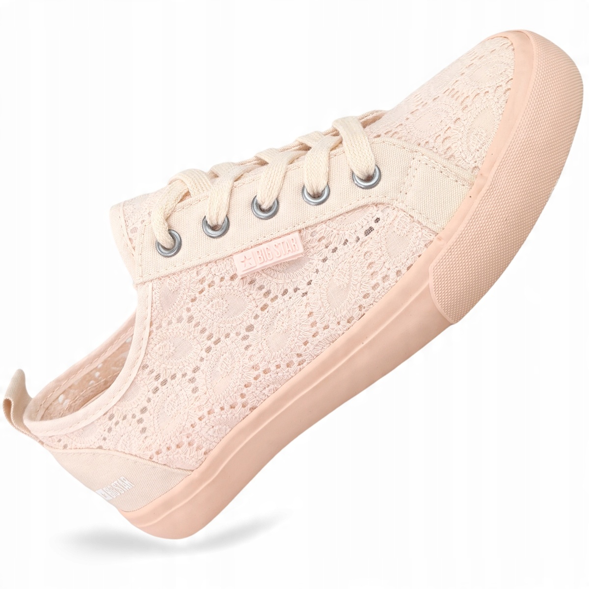 

koronkowe trampki damskie Big Star nude JJ274059
