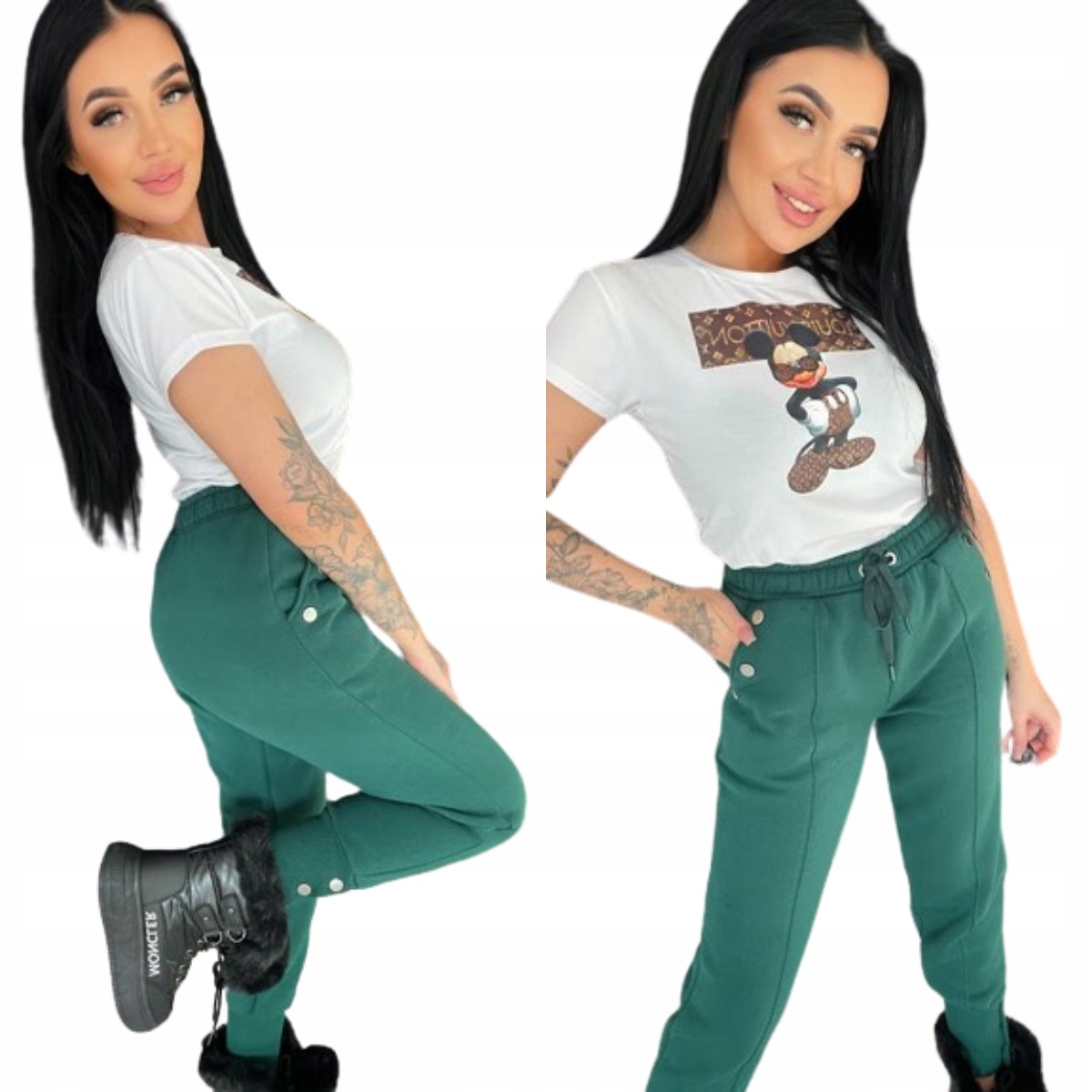 Zateplené Tepláky Se Zlatými Knoflíky Lahvově Zelená Barva M/38