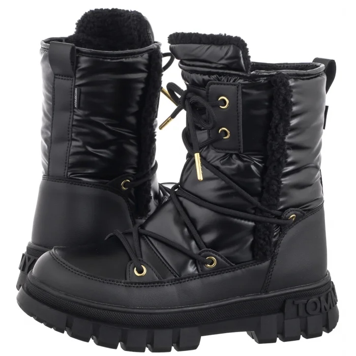 Dámské sněhové boty Tommy Hilfiger Fur Boot Black T3A5-33610 Černé