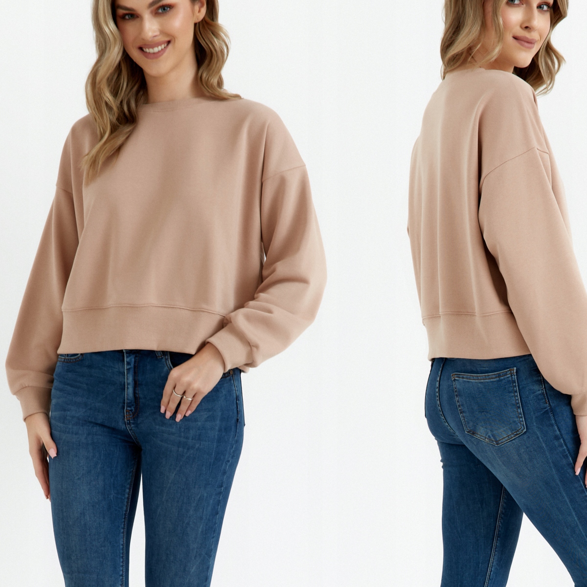 Stylová Dámská Tepláková Tepláková Mikina Oversize Bavlněná Béžová 42 XL