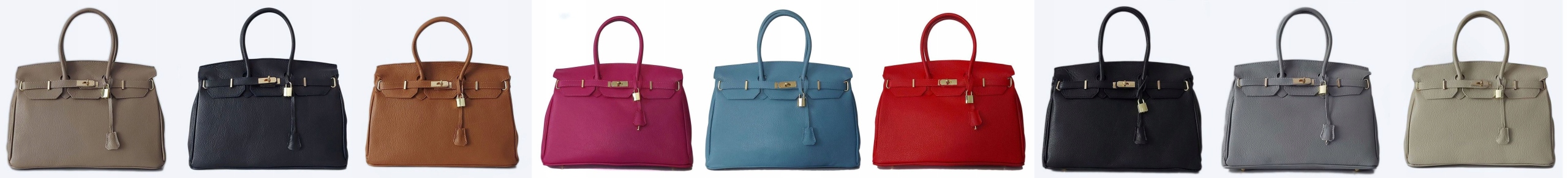 Duża włoska torba A4 skóra shopper kłódka Beżowa Płeć kobieta