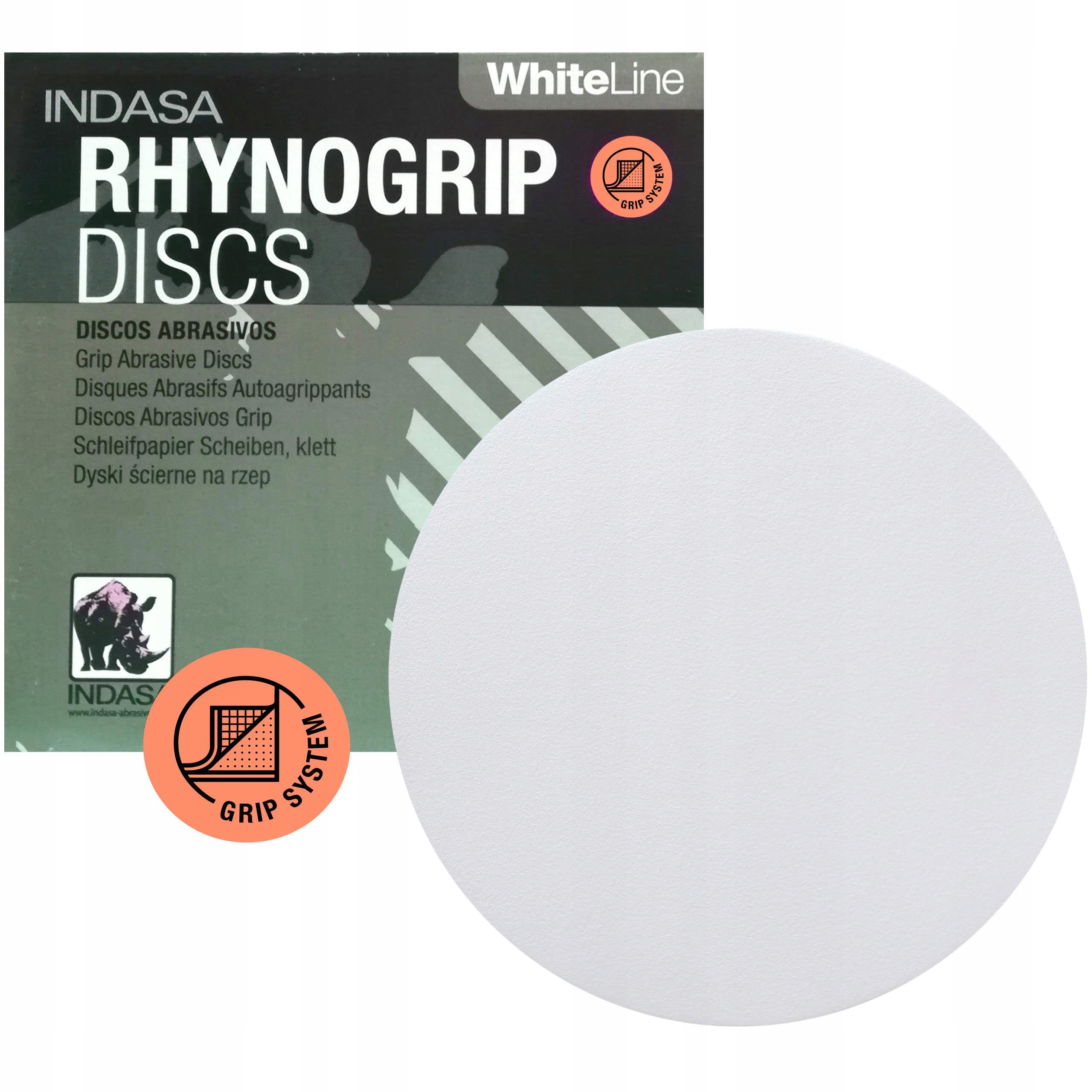 Indasa White Line Rhynogrip Krążki ścierne na rzep Pełne P180 125mm 1szt