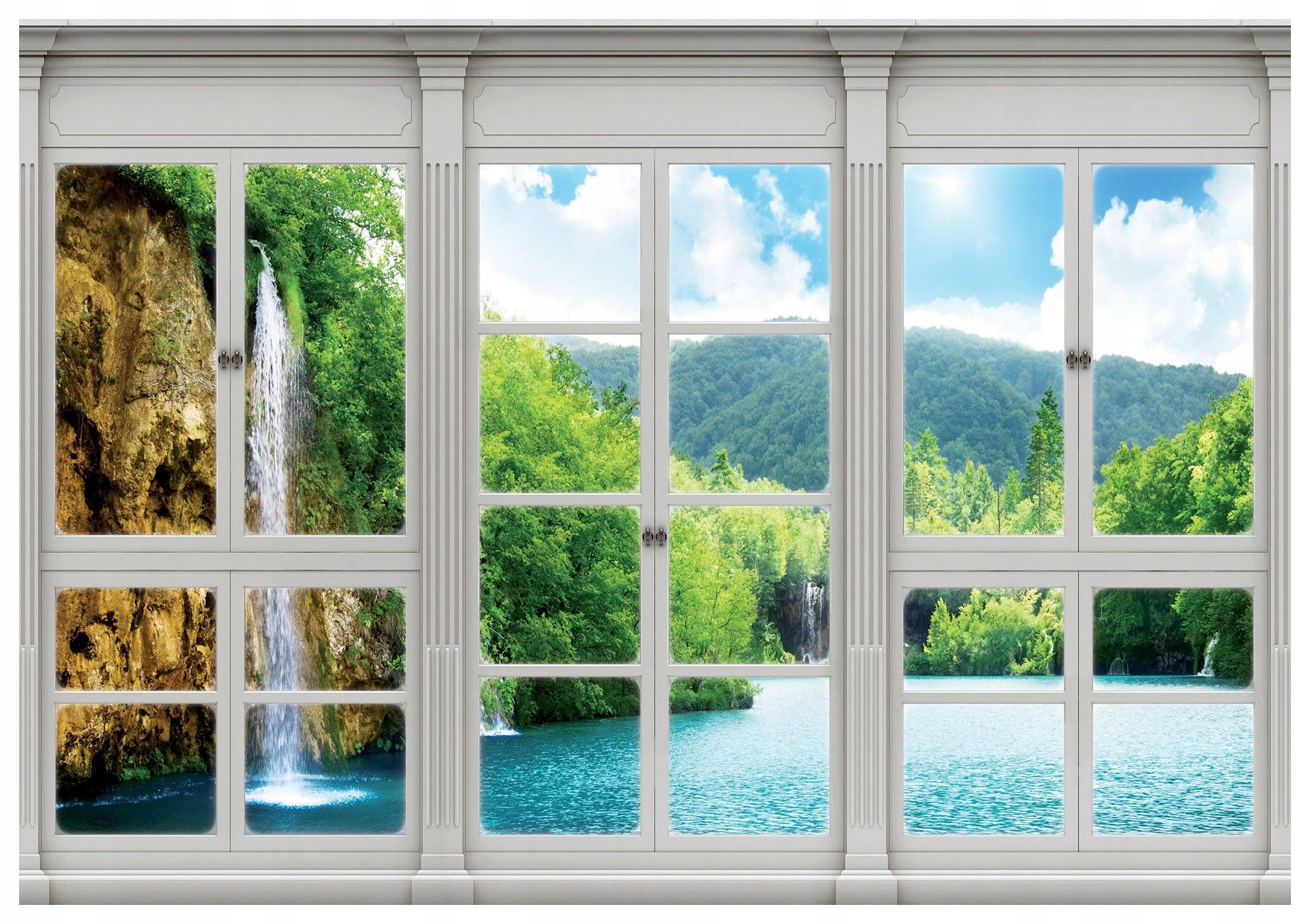 Vliesová fototapeta Vodopád Les Příroda Zeleň Světle Modrá 200x140 lepidlo