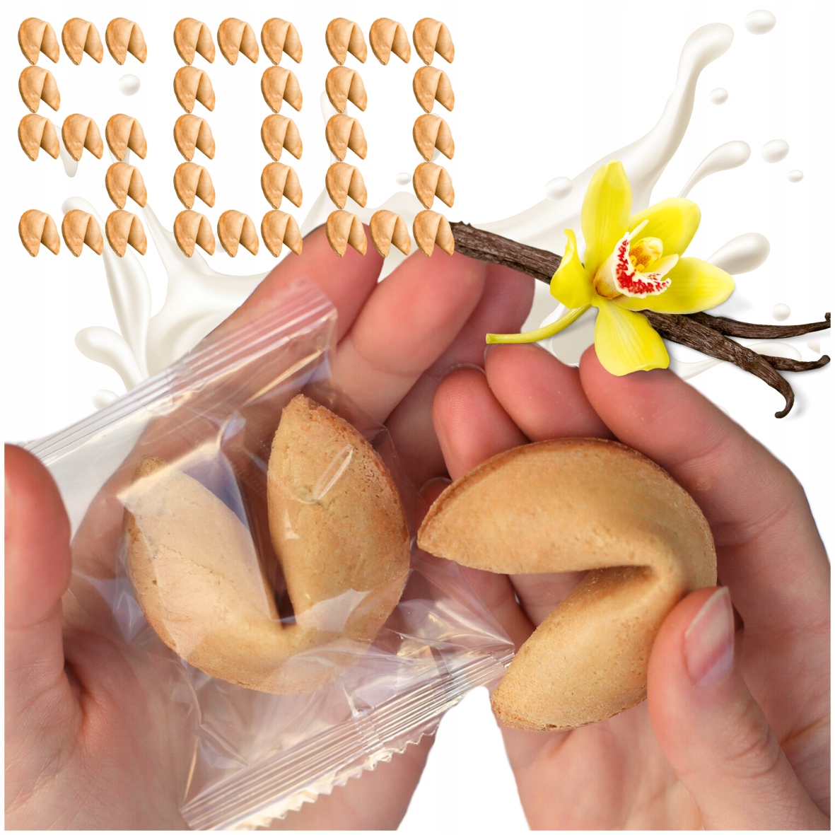 Ciasteczka z Wróżbą Uniwersalne 500 sztuk Podziękowania dla Gości Waniliowe