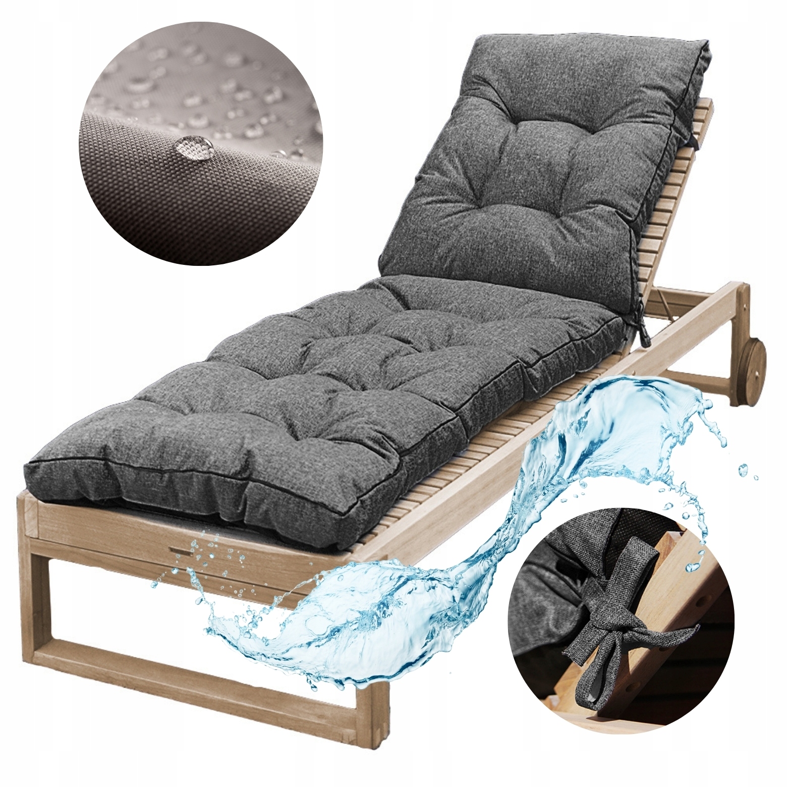 Poduszka na leżak ogrodowy Wodoodporna Pikowana Fotel Blomster