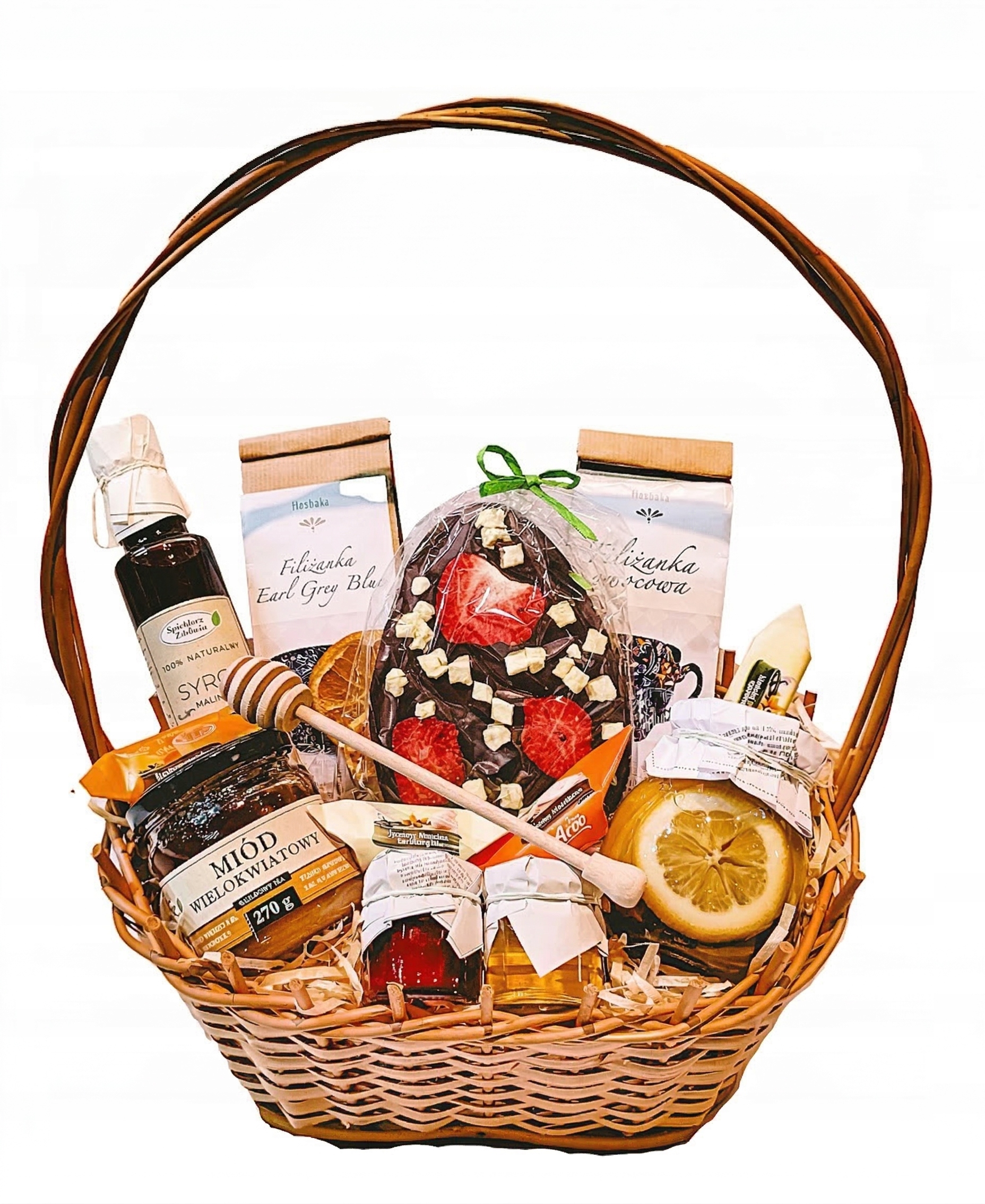 Levně Dárkový Koš Dárek Med Pochoutky Čaj Na Velikonoce Vejce