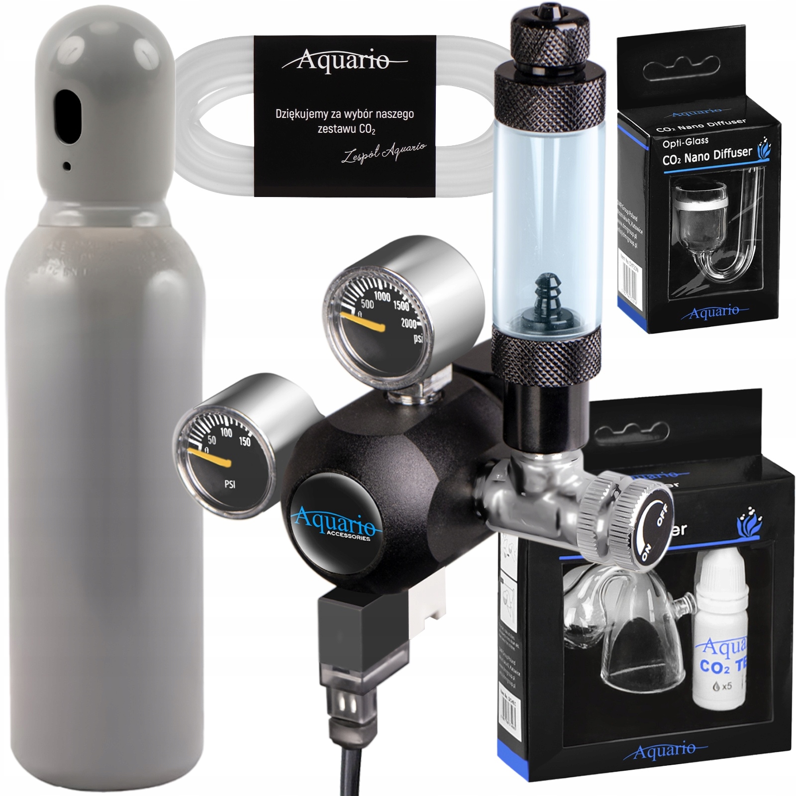 Hotová Sada CO2 Láhev 8L Aquario Reduktor Elektroventil Difuzér Drop Check