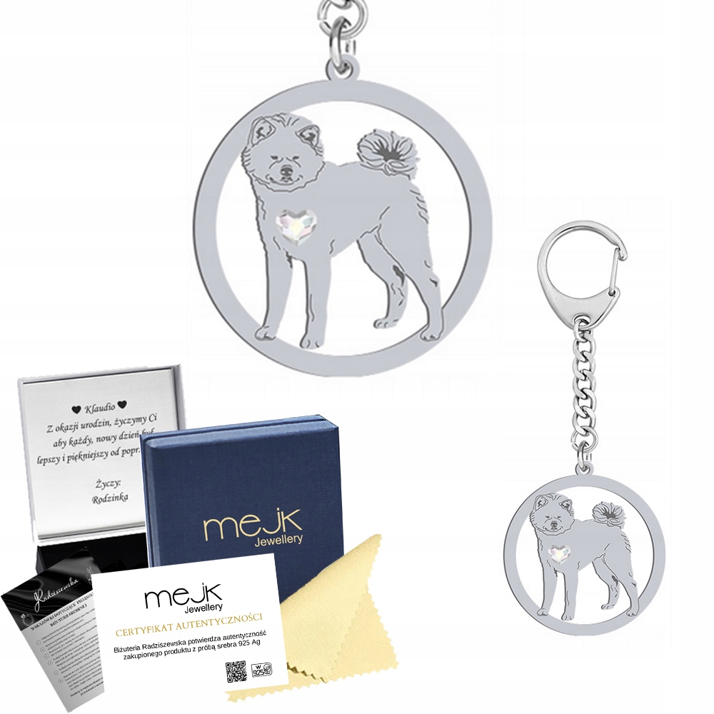 Přívěsek Na Klíče na klíče Akita Japonská Stříbro 925 Šperky Dárek Žena Gravírování