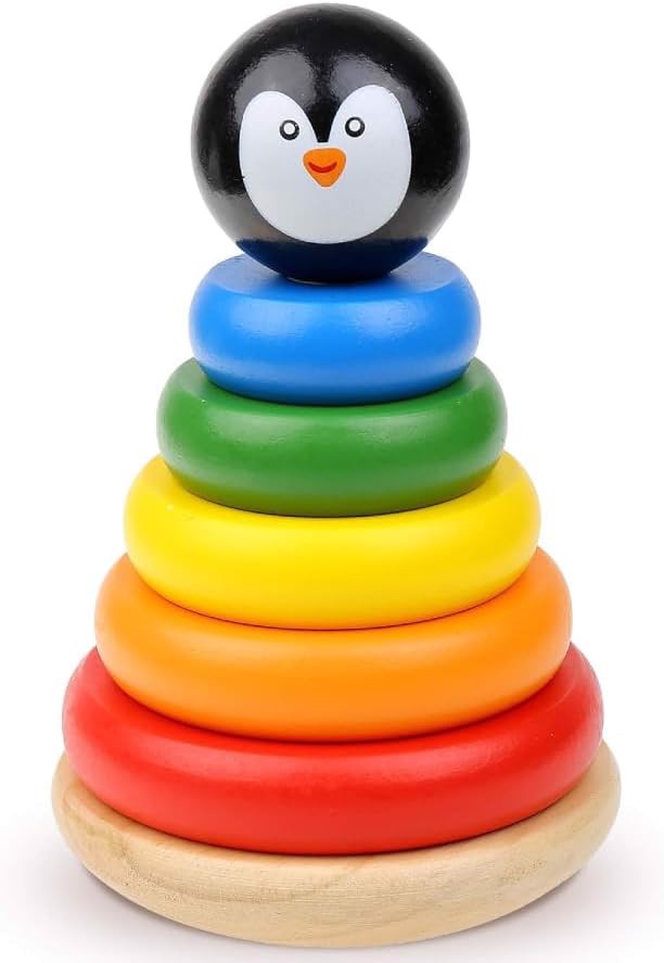 Układanka Drewniana Piramida Sorter Wieża Pingwin
