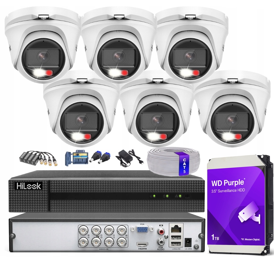 Sada 5MPx monitorovacích kamer HiLook Hybridní venkovní světlo