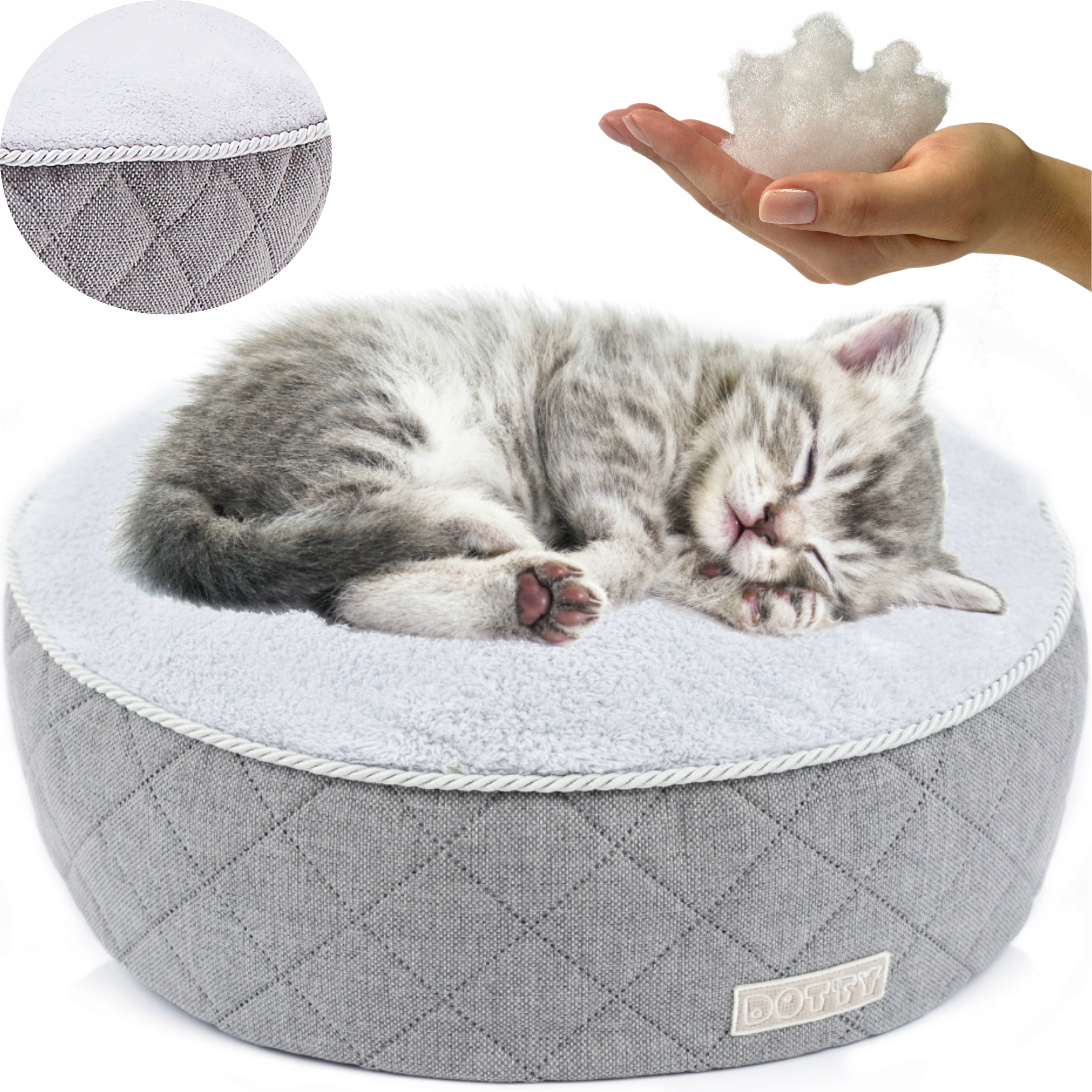 Kulatá taburet polštář pro psa kočku, měkké pelíšek potah Dotty plyš