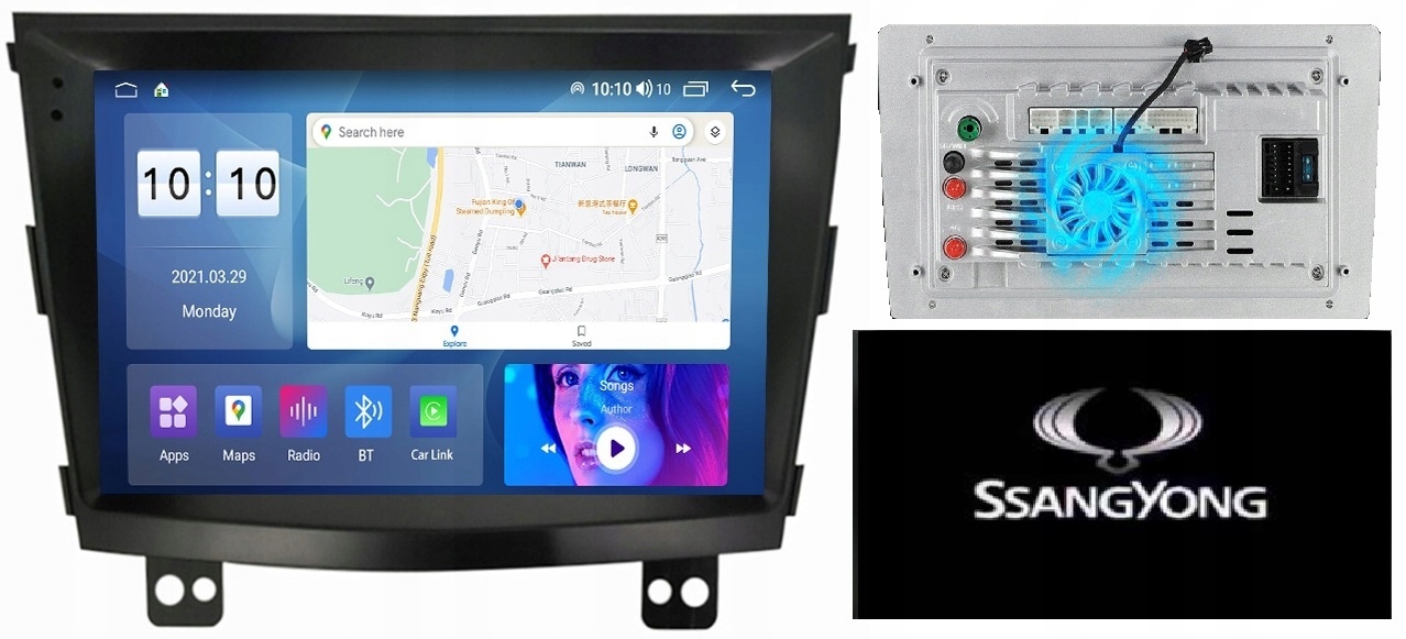 Radio Nawigacja Android Ssangyong Tivoli 2014-2017 Kam+wentylator 8/128GB
