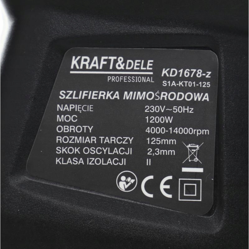SZLIFIERKA MIMOŚRODOWA 1200w Z REGULACJĄ KD1678-Z Średnica tarczy 125 mm